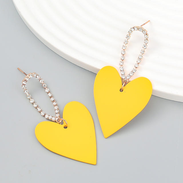 Boho colored heart dangle earrings