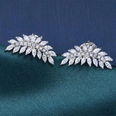 Creative diamond leaf ear studs
