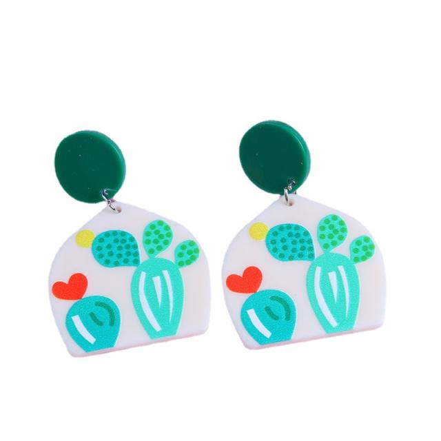 Colored acrylic flower mushroom cute earrings