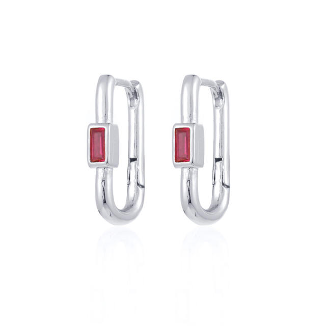 Unique U shape real gold plated color cz huggie earrings