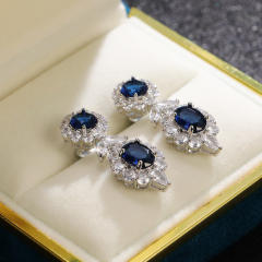 Luxury sapphire blue zircon women earrings