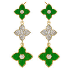 Classic color clover rhinestone dangle earrings