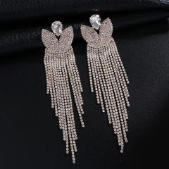 Creative pave setting rhinestone long earrings