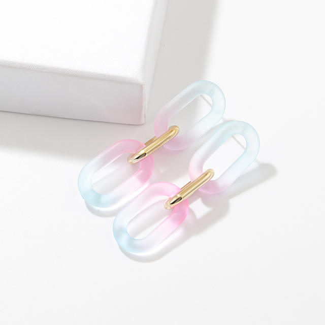 Geometric acrylic gradient color dangle earrings