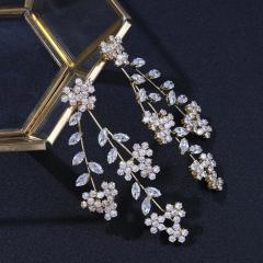 Luxury cubic zircon leaf design earrings