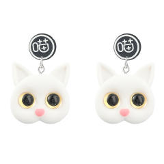 White black color cute cat ins earrings
