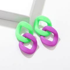 Personality candy color acrylic chain earrings