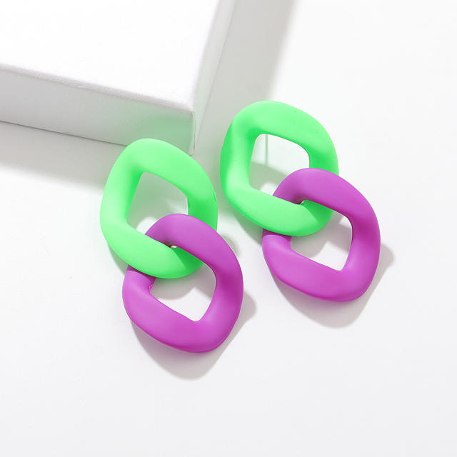 Personality candy color acrylic chain earrings