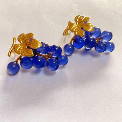 Fresh resin beads grape shape earrings