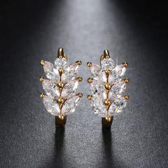 Classic cubic zircon leaf hoop earrings