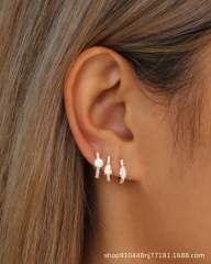INS cubic zircon popular huggie earrings