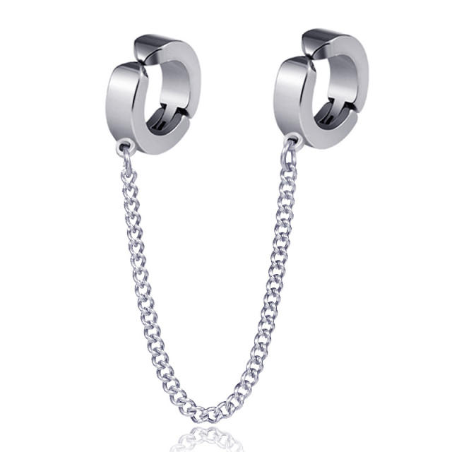 Black punk titanium steel earrings