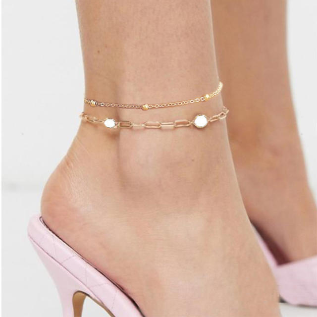 Korean fashion two layer stainless steel anklet