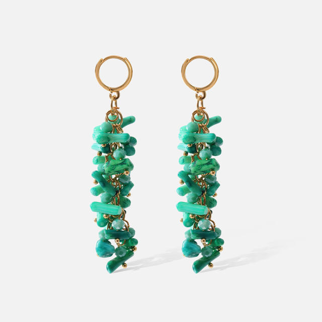 Natural stone beads huggie earrings