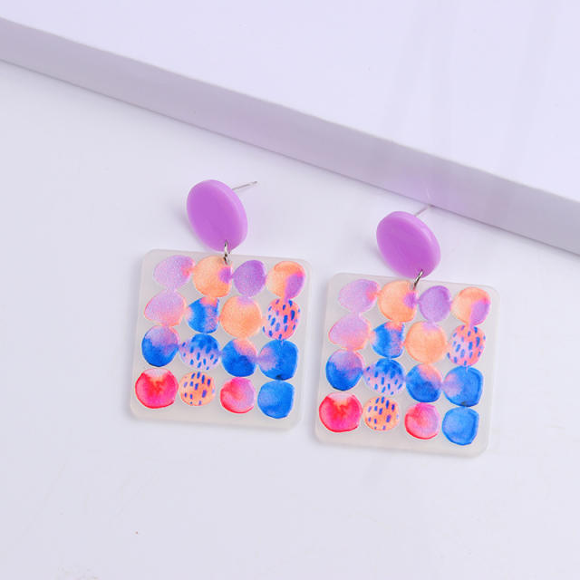 Korean fashion sweet acrylic color earrings