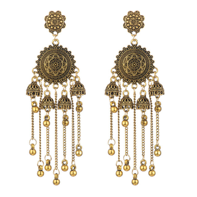 Vintage long tassel jhumka earrings for women