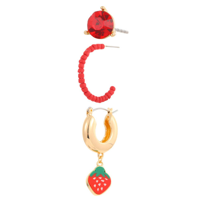 Cute fruit color seed beads earrings set 3pcs