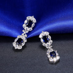 Sapphire cubic zircon delicate drop earrings