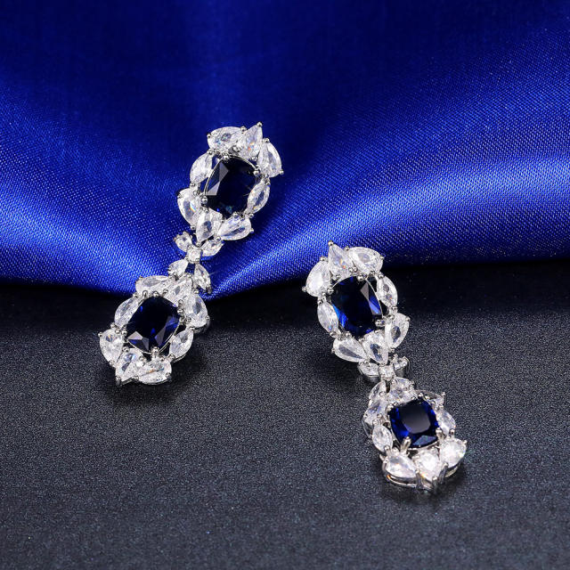 Sapphire cubic zircon delicate drop earrings