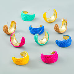 Summer new design c shape straw ear studs