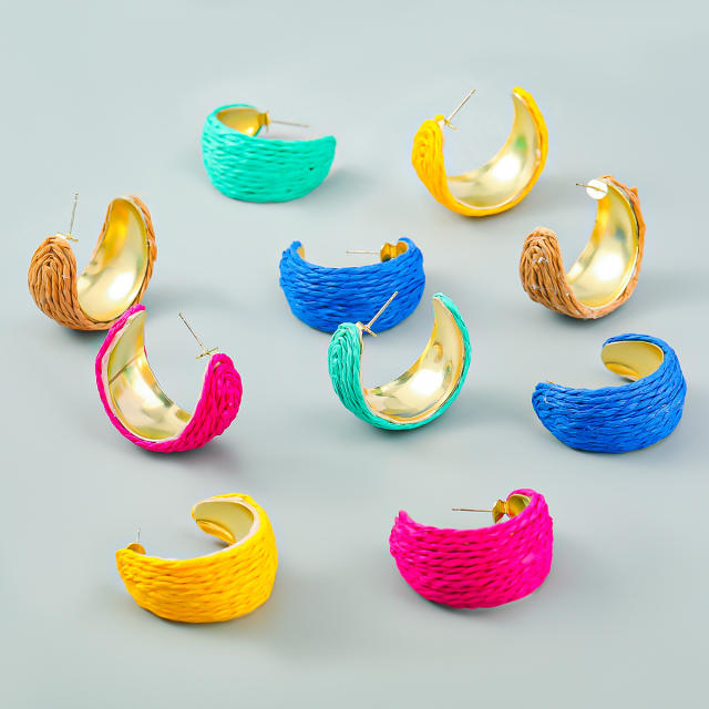Summer new design c shape straw ear studs