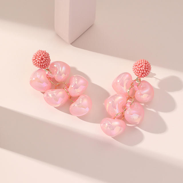 Korean fashion cute ball tassel grape earrings