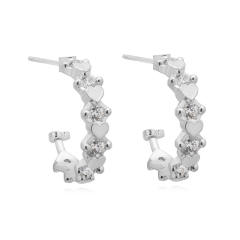 Rainbow color cz unique real gold plated huggie earrings