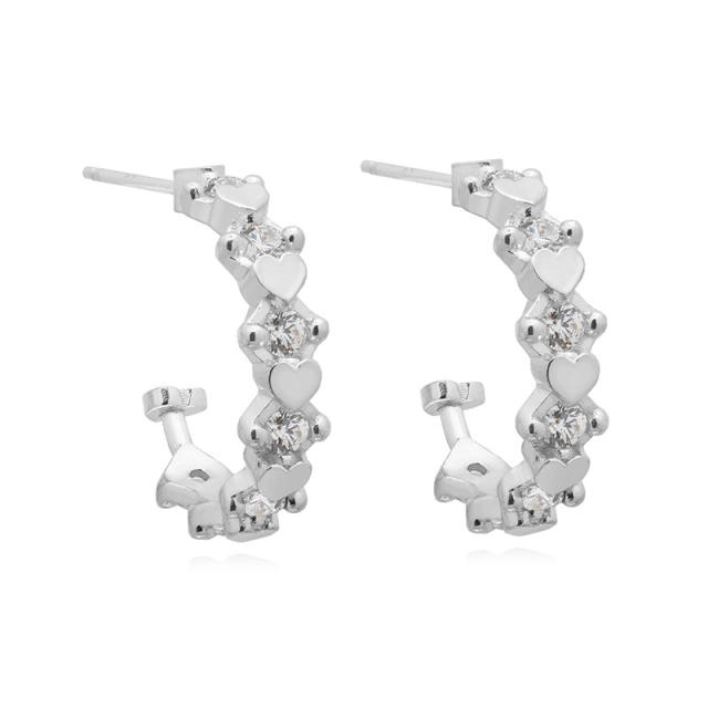 Rainbow color cz unique real gold plated huggie earrings