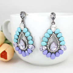 Color acrylic glass crystal drop earrings