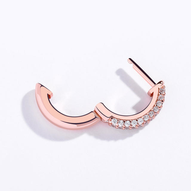 Hip hop zircon huggie earrings