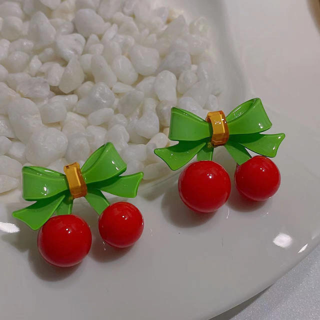 Cute cherry summer 925 needle ear studs