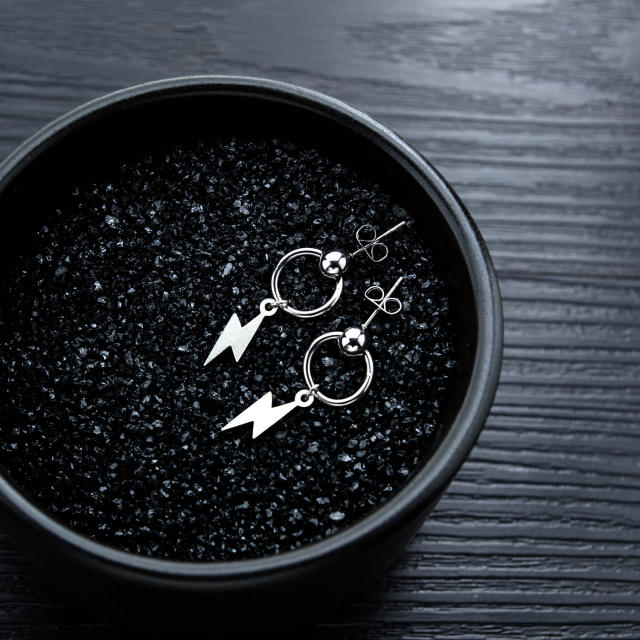 Fashion titanium steel lightning earrings