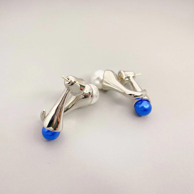 Unique pearl beads settting jacket earrings