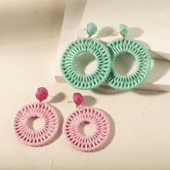 INS wax line braided ring earrings for women