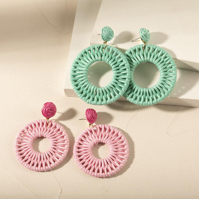 INS wax line braided ring earrings for women