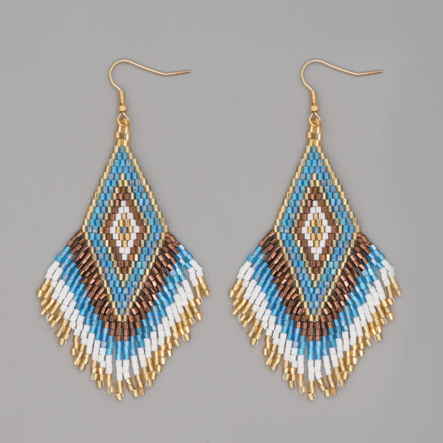 Boho miyuki beaded tassel earrings