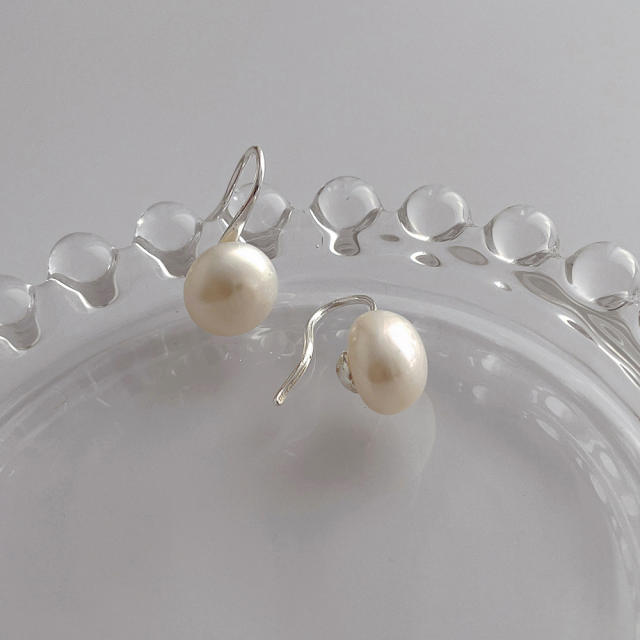 Classic water pearl 925 needle earrings for women