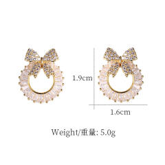 AAA cubic zircon bow ring ear studs