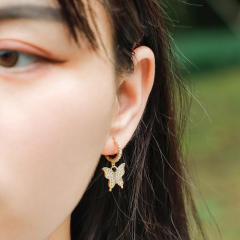 Hip hop zircon butterfly earrings