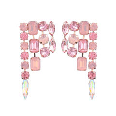 Geometric design statement rhinestone earrings
