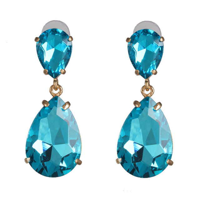 Colored glass crystal drop earrings