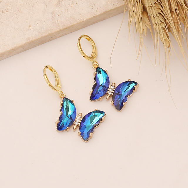 Personality gradient color butterfly earrings