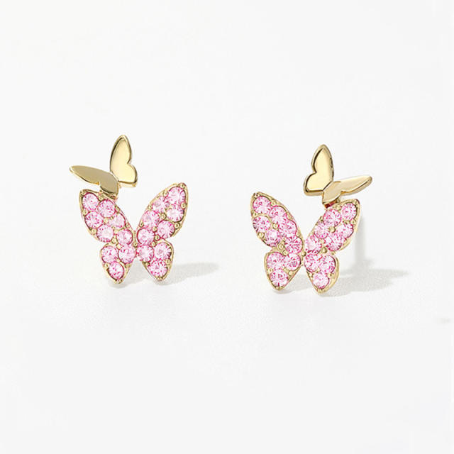 Elegant tiny butterfyl rhinestone ear studs