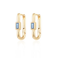 Unique U shape real gold plated color cz huggie earrings