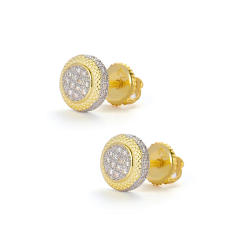 Hip hop zircon silver stud earrings