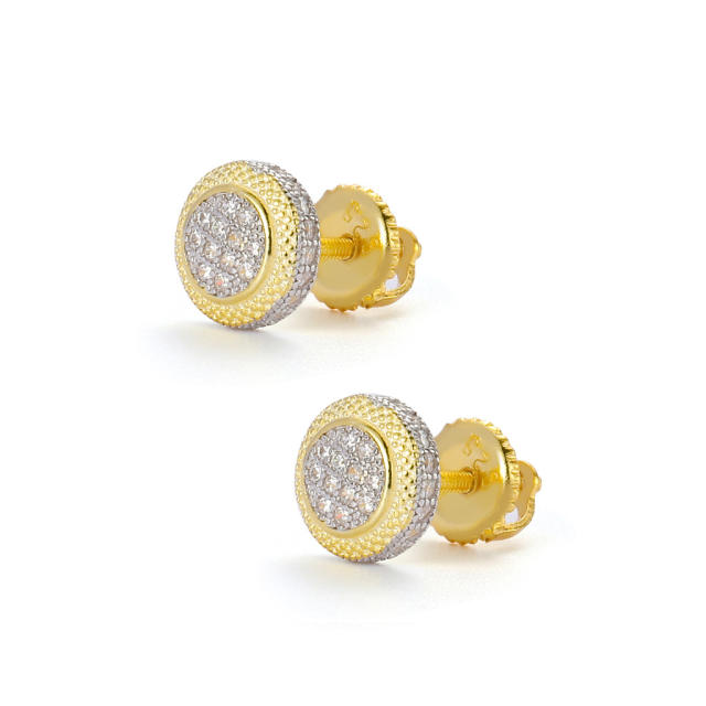 Hip hop zircon silver stud earrings