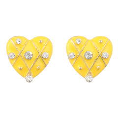 INS color enamel heart cute ear studs