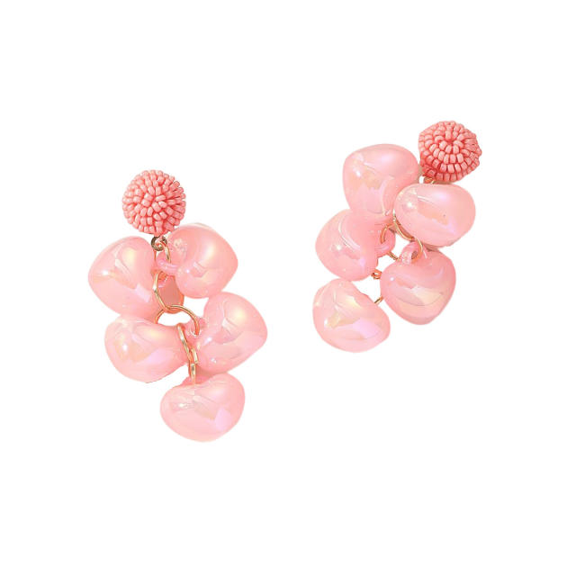 Korean fashion cute ball tassel grape earrings