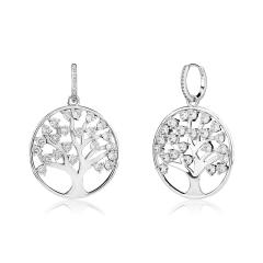Hip hop zircon tree of life pendant earrings