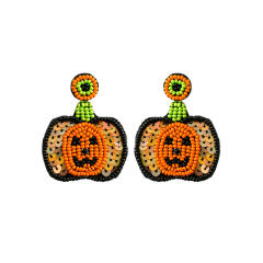 Handmade beaded pumkin earrings